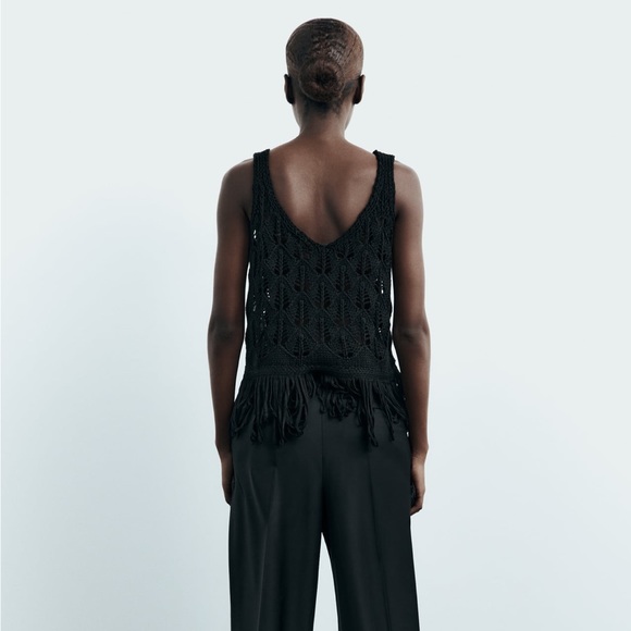 Zara Fringe Knit Top / Cover-Up. - Picture 5 of 8